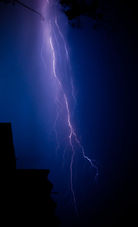 Night shot with big thunderstorm