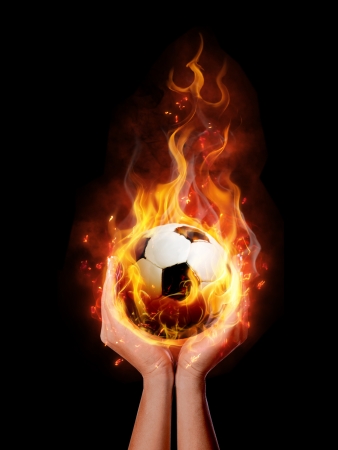 fire ball in handの写真素材