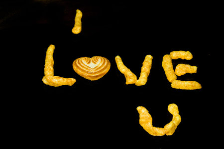 i love you with snacksの写真素材