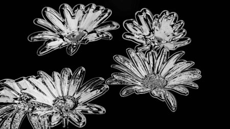 Flower made with neon light effect black backgroundの写真素材