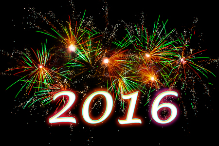 Happy New Year 2016 sparklers fireworkの写真素材