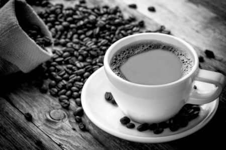 Back coffee  with  back and white  toneの写真素材