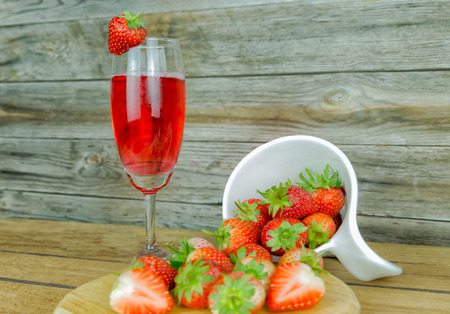 Strawberry on the wooden tableの写真素材