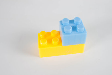 plastic toy blocks on white background