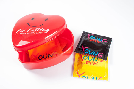 Condoms isolated on white background.の写真素材