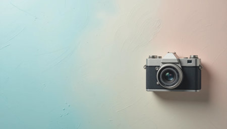 A Vintage Camera Enhanced by Pastel Tones and Creative Effects. Generative AI illustrationの写真素材