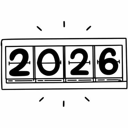 New Year's clock icon in doodle style. Vector illustration.のイラスト素材