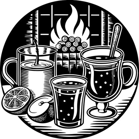 Hot Drinks.Mulled Wine.Vector illustration ready for vinyl cutting.のイラスト素材
