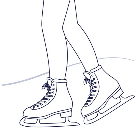 Figure skates. Figure skating. Vector illustration in outline style.のイラスト素材
