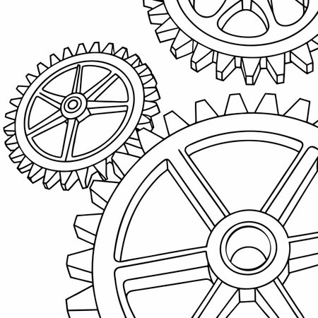 Gear wheels icon over white background vector illustration. Coloring book for adults.のイラスト素材