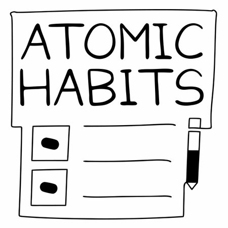 Atomic Habits text, doodle style, vector illustrationのイラスト素材