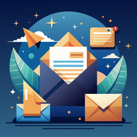 Flat design modern vector illustration concept of email marketing and business strategy.のイラスト素材