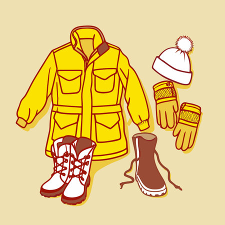 Winter clothes design over beige background, vector illustration. Eps 10.のイラスト素材