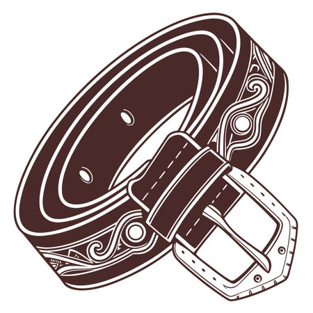 Illustration of a belt with a buckle on a white background.のイラスト素材