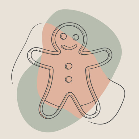 Christmas gingerbread man. Hand drawn vector illustration. Line art.
