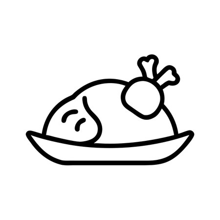 Roast chicken icon vector. A thin line sign. Isolated contour symbol illustrationのイラスト素材