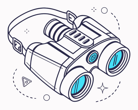 Vector illustration of a black and white binoculars on a white background.のイラスト素材