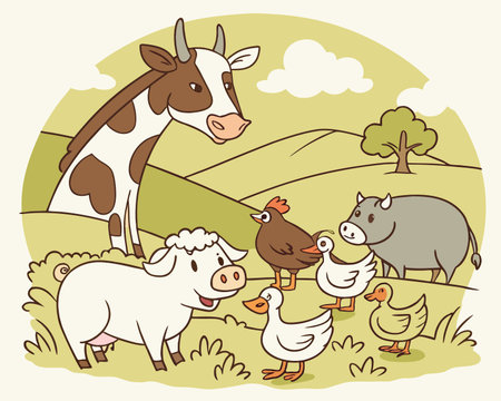 Farm animals design, vector illustration eps 10.  Flat style.のイラスト素材