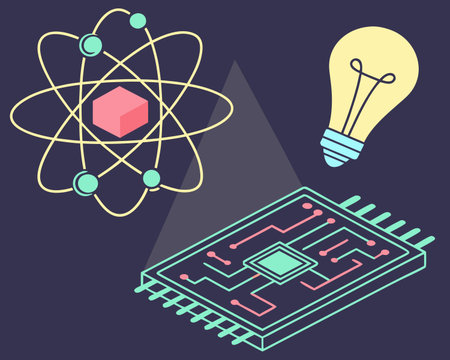 Science and technology graphic design, vector illustration eps10 flat style