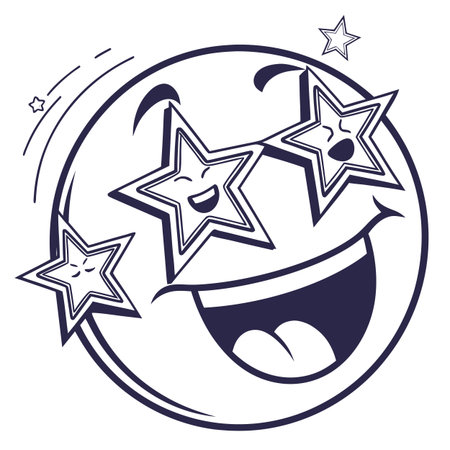 Cartoon style illustration of a happy star with an open mouth.のイラスト素材