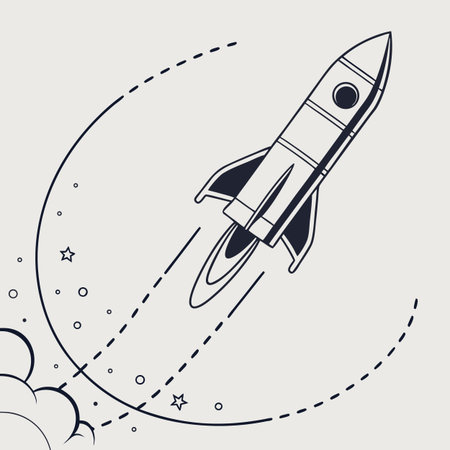 Rocket icon on a gray background. Vector illustration in flat design.