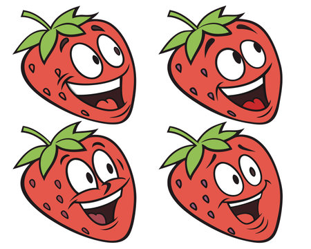 strawberry cartoon on a white background, vector illustration, epsのイラスト素材