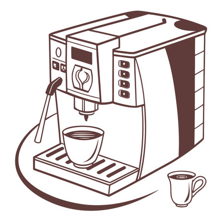 Coffee machine with a cup of coffee. Vector illustration.のイラスト素材