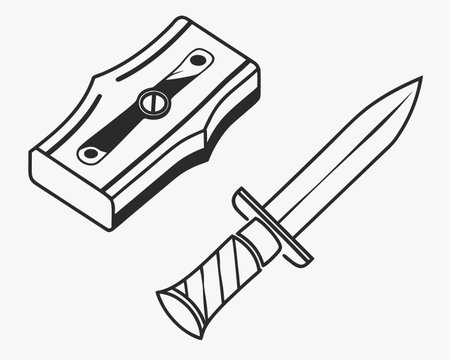 Knife and sharpener icon. Vector illustration isolated on white background.のイラスト素材