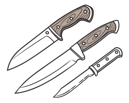Illustration of a set of knives. Vector illustration isolated on white background.のイラスト素材