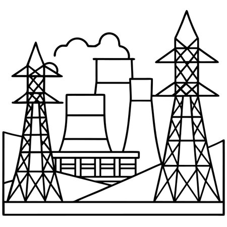 Power plant icon. Outline illustration of power plant vector icon for webのイラスト素材