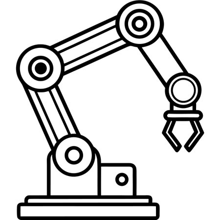 Industrial robot arm icon. Vector illustration isolated on white background.のイラスト素材