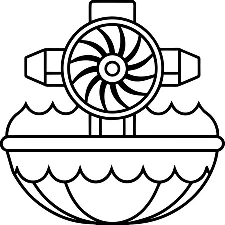 Illustration of a water pump with a propeller in the waterのイラスト素材
