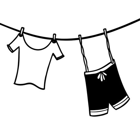 clothes hanging on clothesline vector illustration designicon vector illustration designのイラスト素材