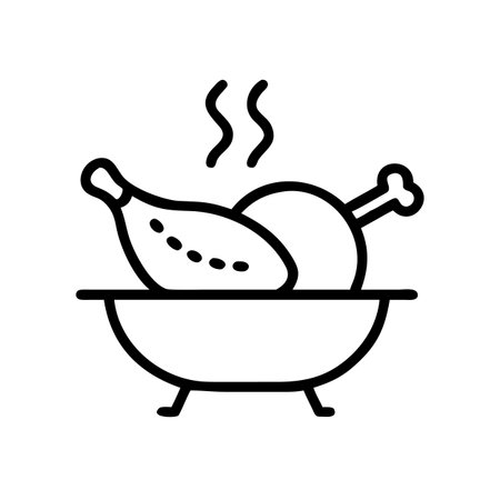 Roast chicken icon vector. A thin line sign. Isolated contour symbol illustrationのイラスト素材