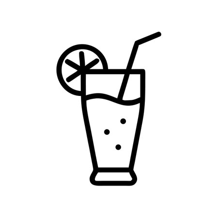 Cocktail vector icon. A thin line sign. Isolated contour symbol illustrationのイラスト素材