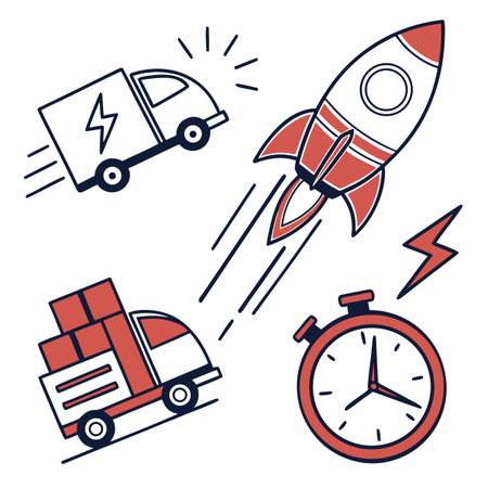 Set of vector icons on the theme of fast delivery and logistics.のイラスト素材