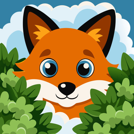 cute fox face in the garden vector illustration graphic design EPS10のイラスト素材