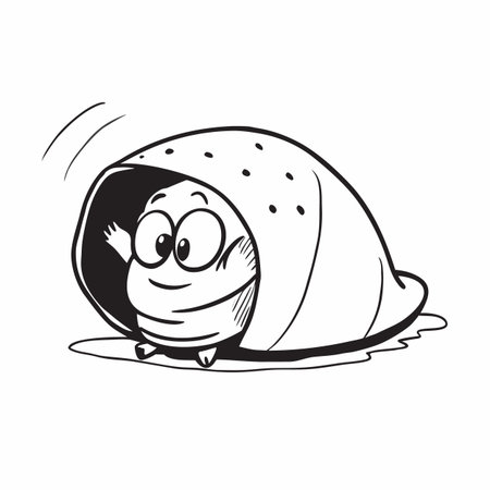 funny snail in a shell on a white background, vector illustrationのイラスト素材
