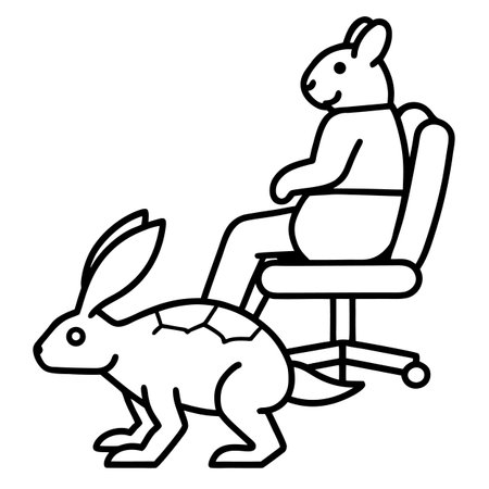 cute rabbit sitting in chair with hare vector illustration designiconのイラスト素材
