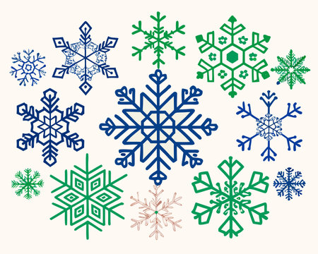 Snowflakes vector set. Collection of different snowflakes.のイラスト素材