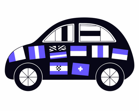 Car with flag of Scotland. Vector illustration on a white background.のイラスト素材