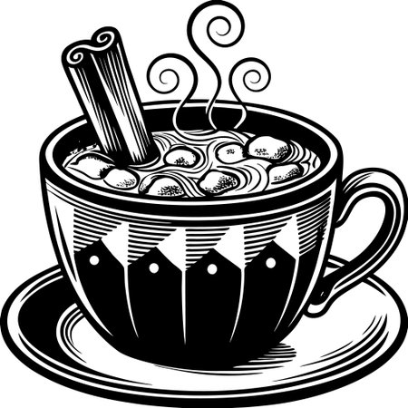 Cup of Hot Drink.Vector illustration ready for vinyl cutting.のイラスト素材