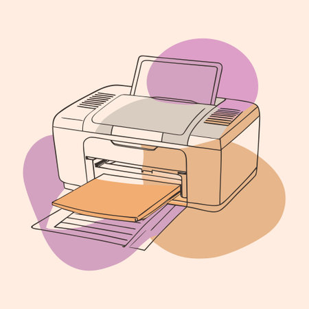 Printer with paper. Vector illustration in doodle style.