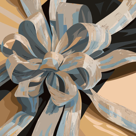 Abstract vector background with bow and ribbons. Hand-drawn illustration.のイラスト素材