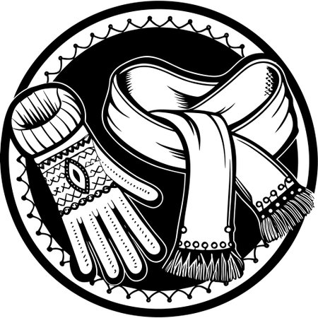 Winter Scarf and Gloves.Vector illustration ready for vinyl cutting.のイラスト素材