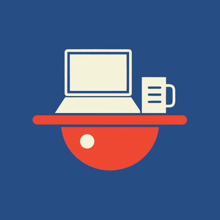 Laptop and cup of coffee icon. Flat design style eps 10のイラスト素材