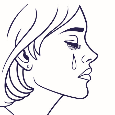 Silhouette of a beautiful woman with closed eyes. Vector illustrationのイラスト素材