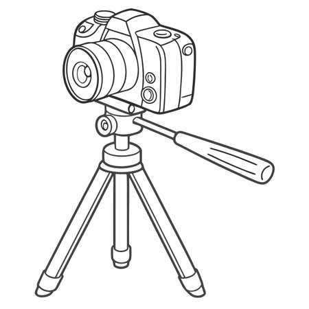 Vintage camera on a tripod. Vector illustration of a camera.のイラスト素材