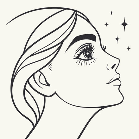 Beautiful woman face. Vector illustration of a girl's face.のイラスト素材