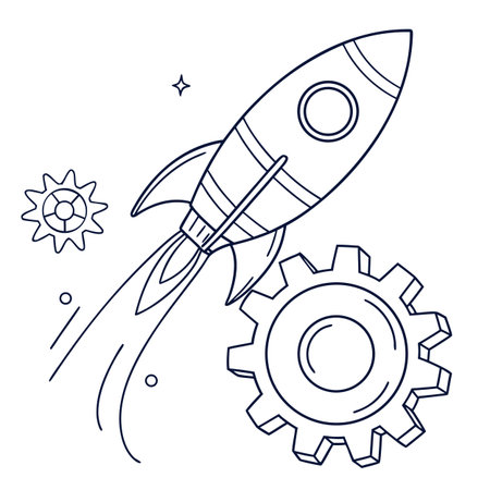Startup concept with rocket and gear. Business start up vector illustration.のイラスト素材